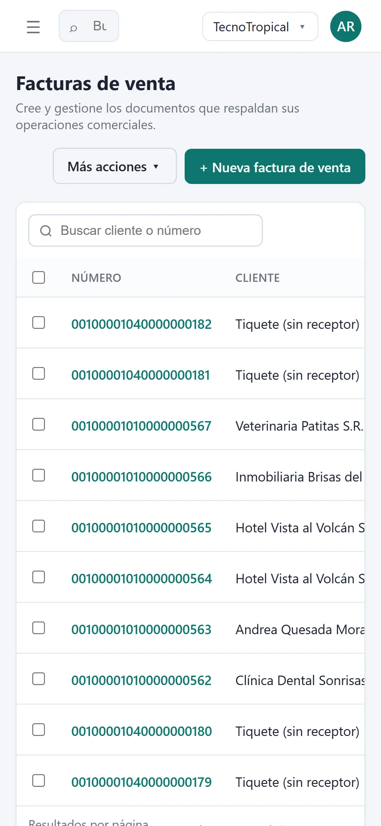 Facturas en el celular